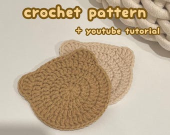 Beginner Crochet Bear Coaster Pattern (PDF)