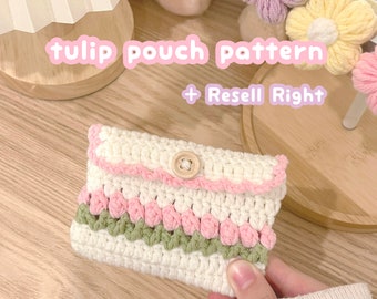 Crochet Tulip Pouch Pattern | Beginner Friendly, Resell Rights (PDF Pattern)