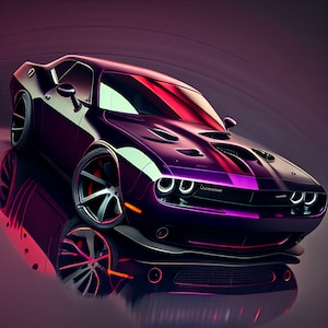 Sports car-challenger 1, digital wall art, dodge Challenger decor