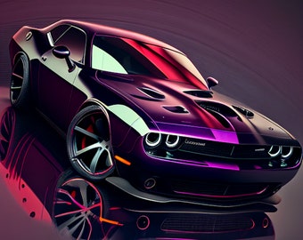 Sports car-challenger 1, digital wall art, dodge Challenger decor
