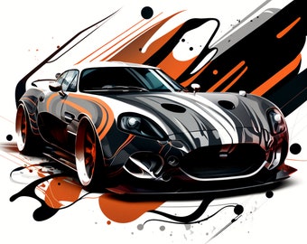 Sports car in black and orange design