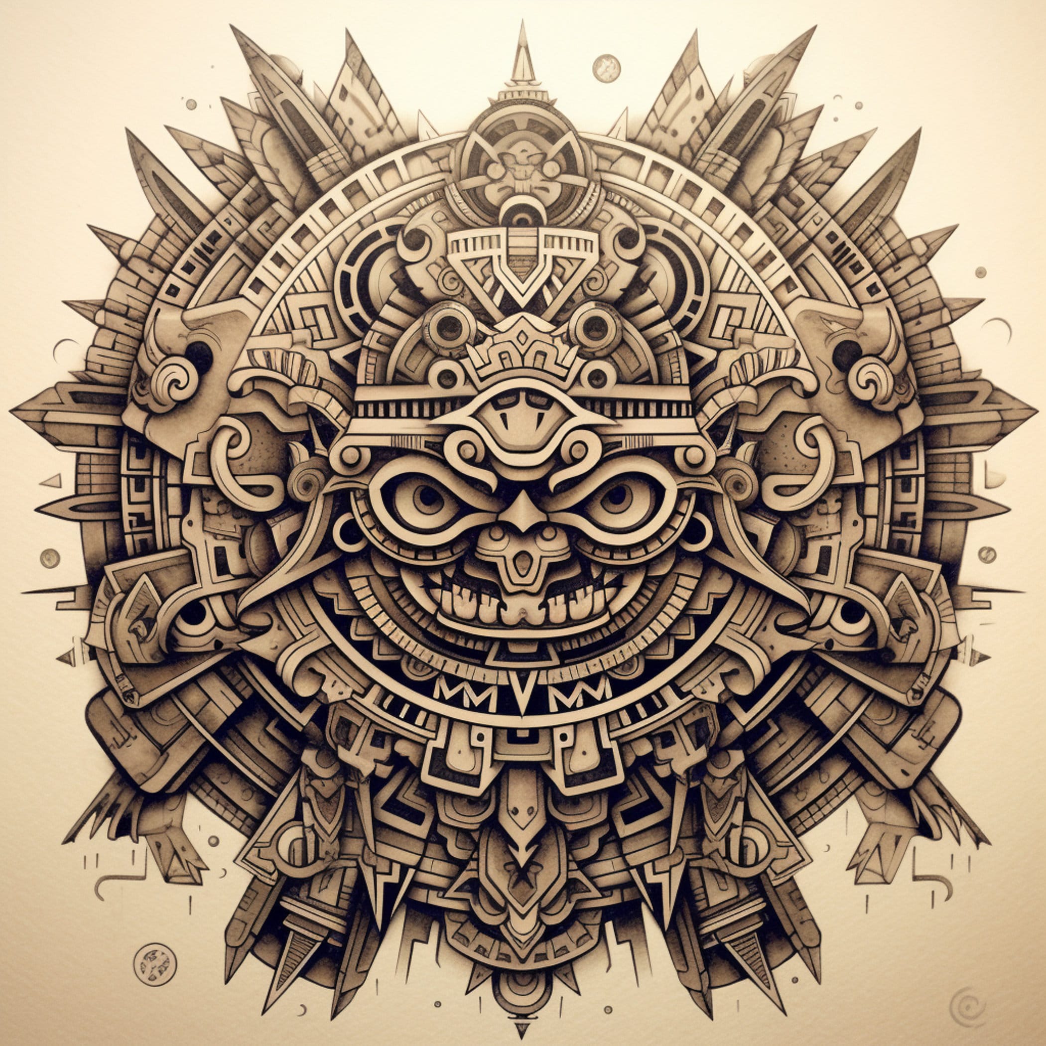 Mayan calendar tattoo design printed high resolution