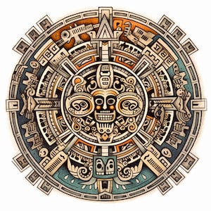 Aztec calendar 1, Maya art, tattoo design, tribal, digital print