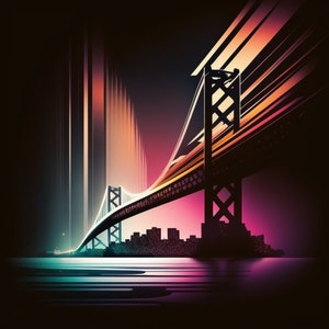 Bay bridge 3, architecture, cityscape, digital wall art, home decor