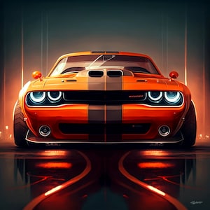 Sportwagen-Challenger 6, digitale Wandkunst, Challenger Dekor