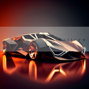 Concept sports car, futuristic car, digital print, ai wall art
