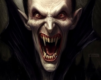 Dracula 2, vampire wall art, digital print, horror movie decor