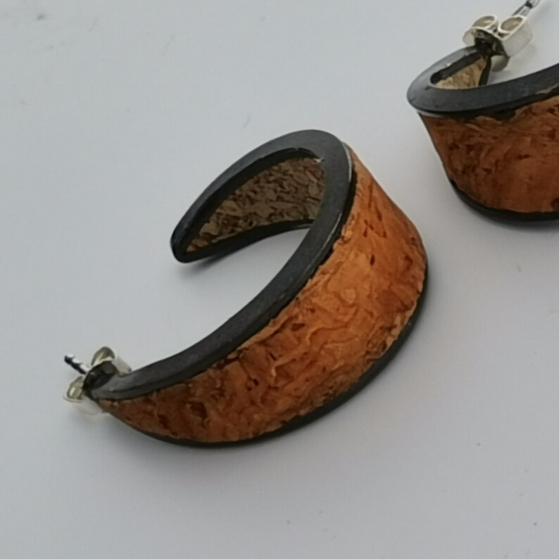 Cork Hoop Earrings Orange Etsy