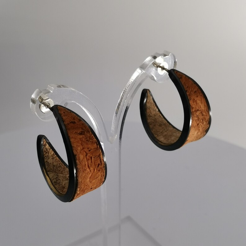Cork Hoop Earrings Orange Etsy