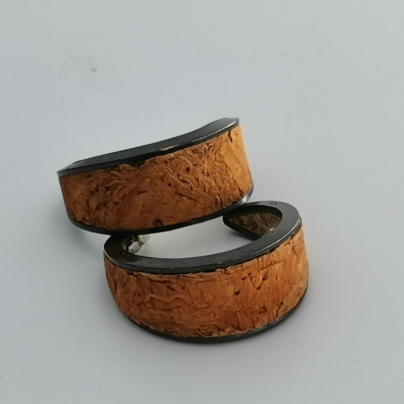 Cork Hoop Earrings Orange Etsy