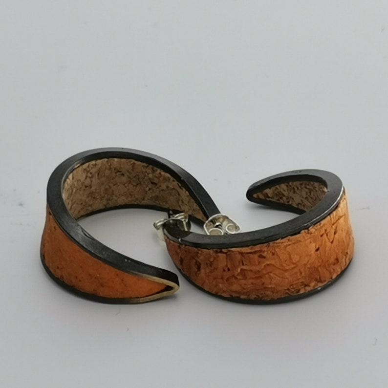 Cork Hoop Earrings Orange Etsy