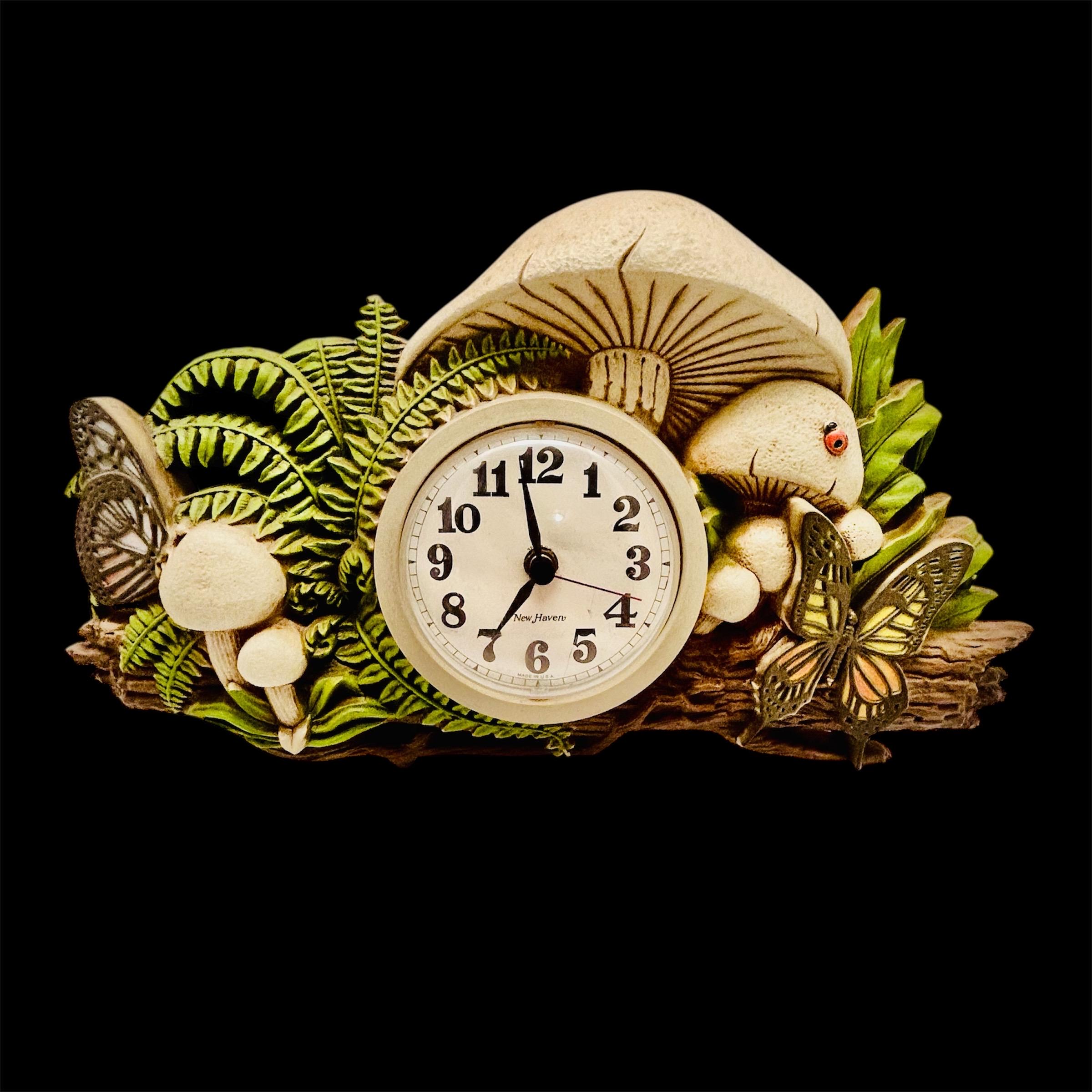 Vintage Burwood Mushroom Wall Clock 1970's New Haven With