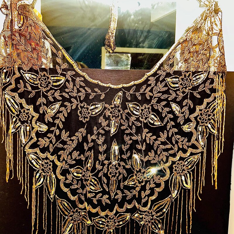 Beaded Lemonade Satin Shawl