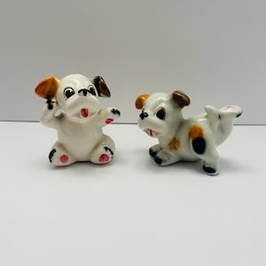 Vintage Mid-Century Ceramic Puppy Salt and Pepper Shakers - Japan