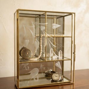 Vintage Brass Glass Shelves Display - Etsy