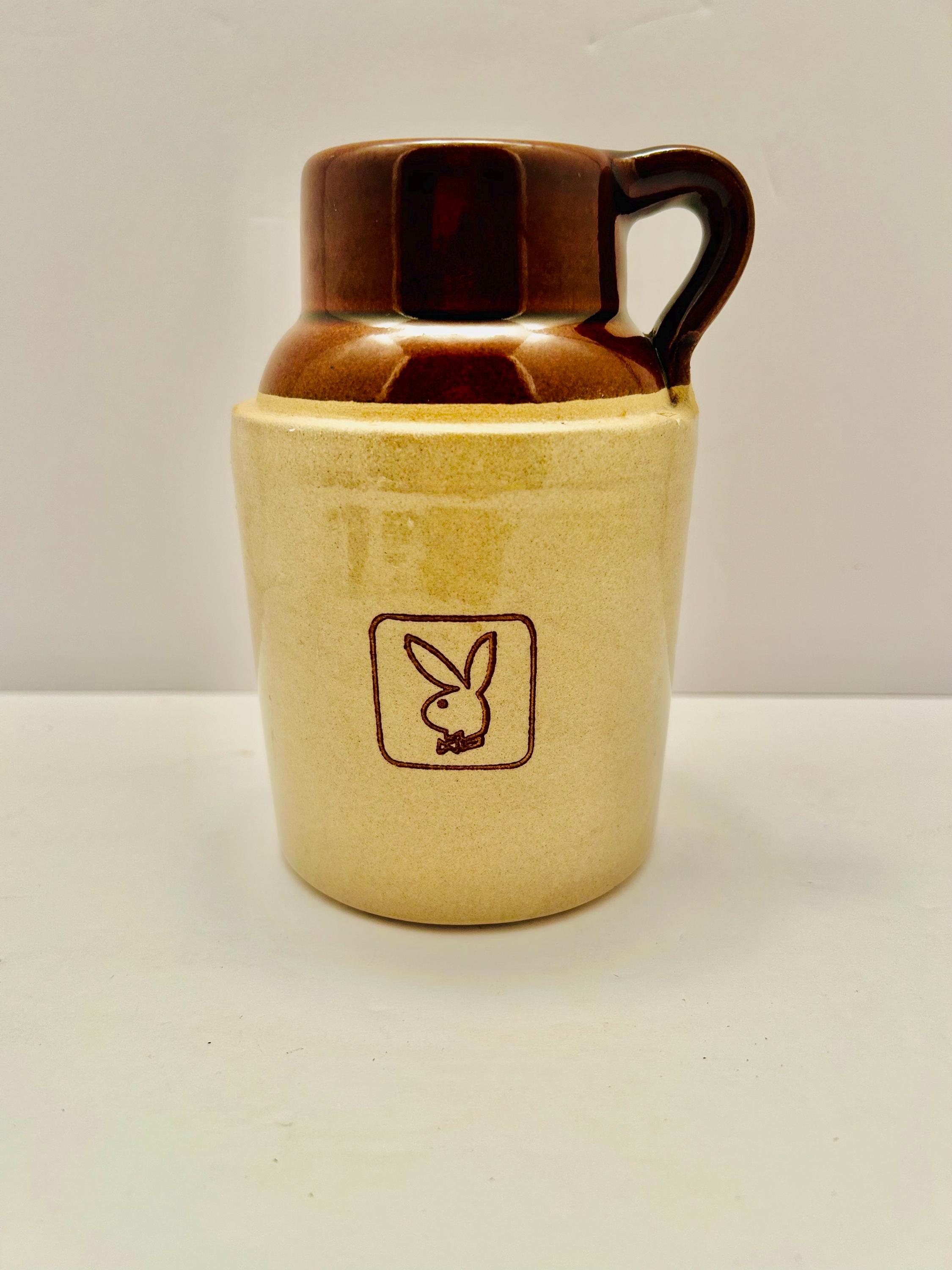 Vintage 70's Playboy Bunny Mug Brown Whiskey Jug Pottery Stoneware