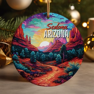 Sedona Arizona Ornament Sedona Mountains Souvenir Christmas Ceramic Gift Handcrafted Keepsake