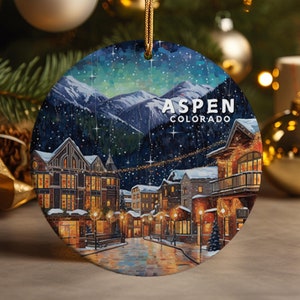 Aspen Colorado Christmas Ornament: Ceramic Holiday Travel Souvenir