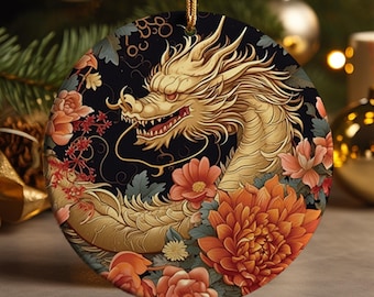 Dragon Zodiac Ornament: Chinese New Year Gold Style Decor