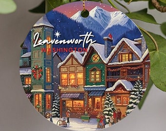 Leavenworth Washington Christmas,  Washington Christmas Art, Holiday Ornament Gift