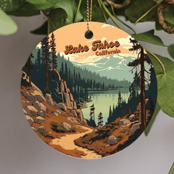 Lake Tahoe Christmas Ornament, Family Vacation, Adventure, Engagement Gift, Family Trip, Travel Souvenir, Ceramic Ornament