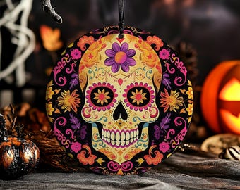 Day of the Dead, Día de Los Muertos Decor, Sugar Skull, Halloween, Ceramic Ornament