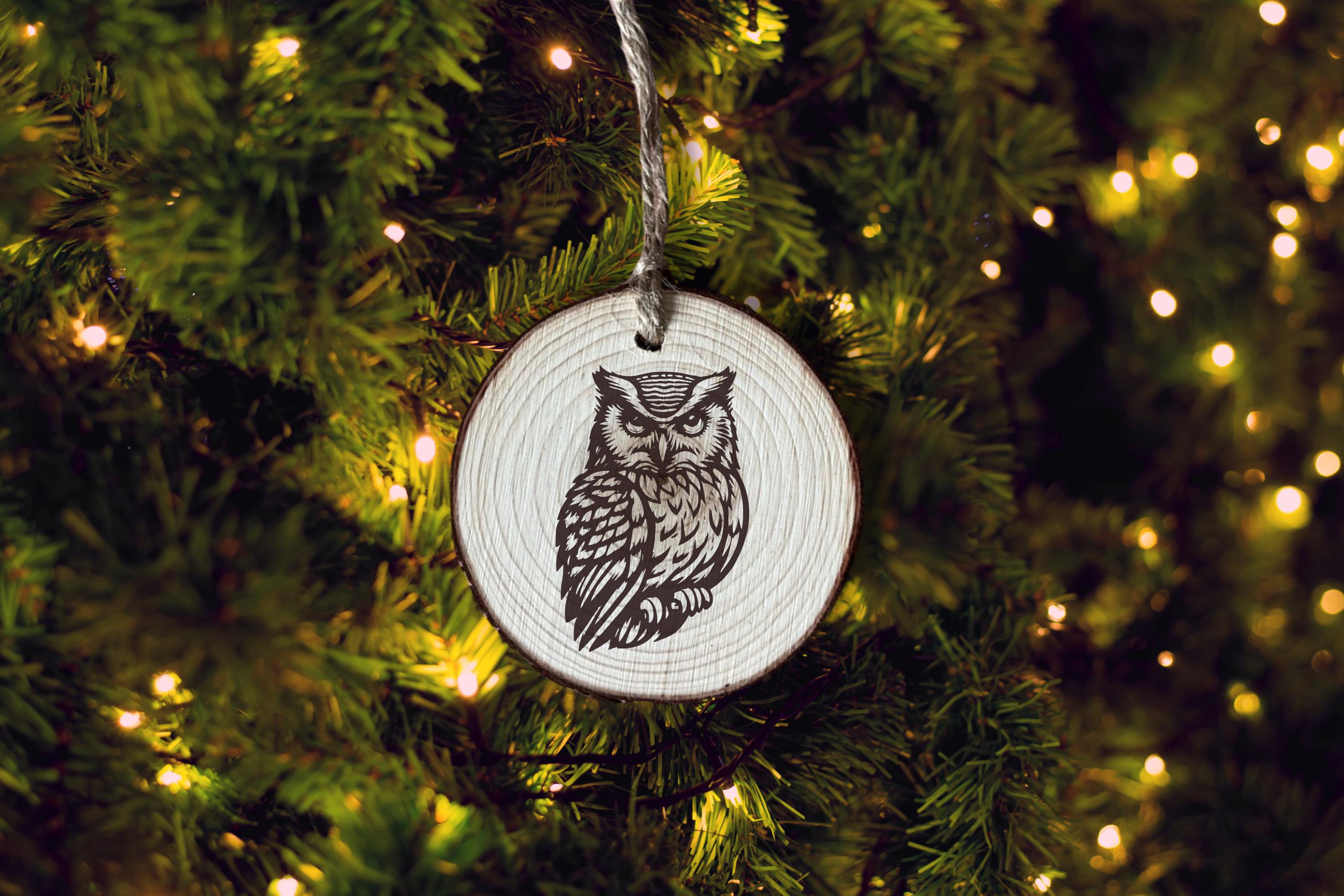 Personalized Owl Wood Slice Ornament: Engraved Name, Rustic Decor - Etsy