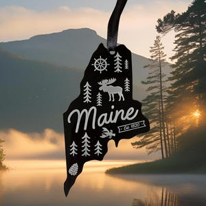 Maine Coastal Acrylic Ornament, Bangor, Portland, Acadia, Boothbay Harbor, Nature Lover Gift, Travel Keepsake, Christmas Decor