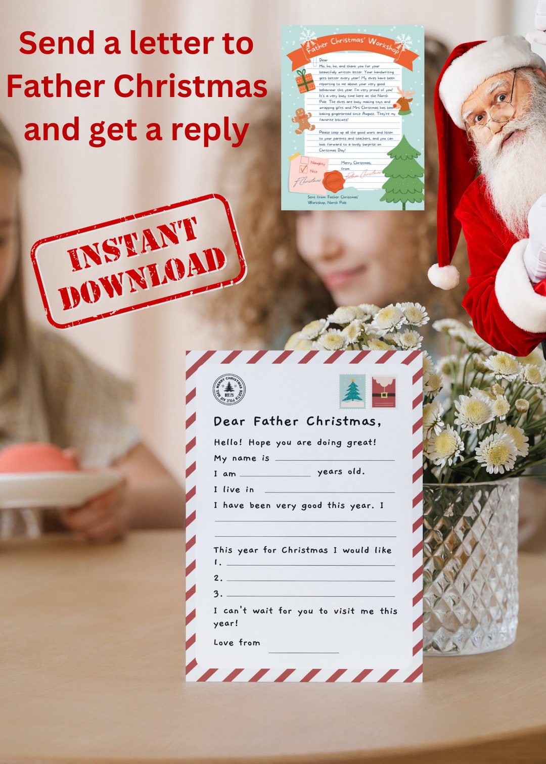 Letter to Father Christmas Printable Template to Print Letter to Father