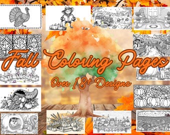 Fall and Thanksgiving Printable Coloring Pages * Instant Download