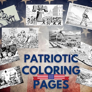 Patriotic 4th of July Coloring Pages, Printable Kids Activity, USA Independence Day, Fireworks & Flag Digital Coloring Sheets