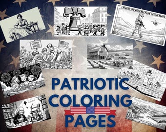 Patriottische kleurplaten 4 juli: activiteit VS Independence Day (digitale download)