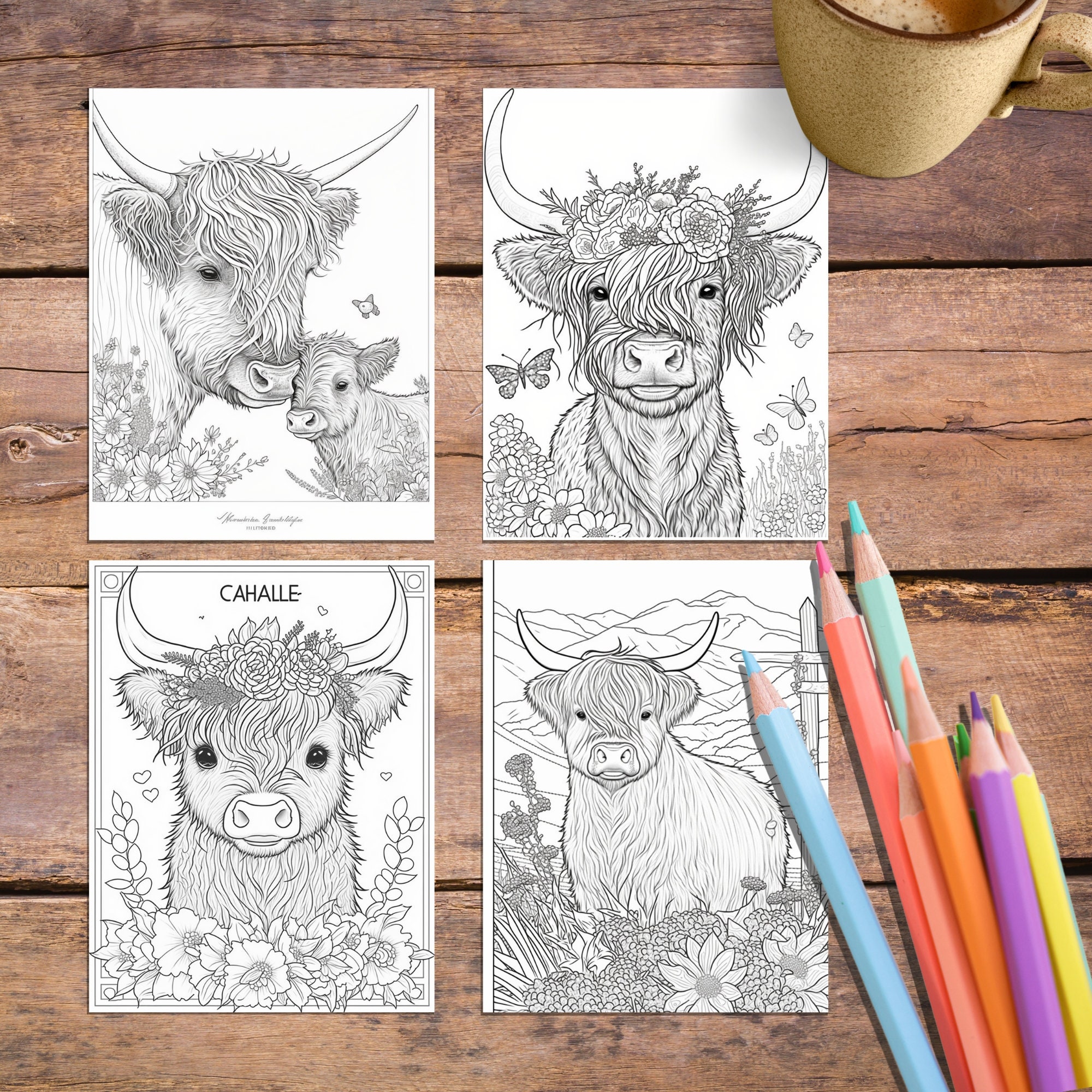 Cows Coloring Pages, 20 Cute Cows Coloring, Adults Kids Instant