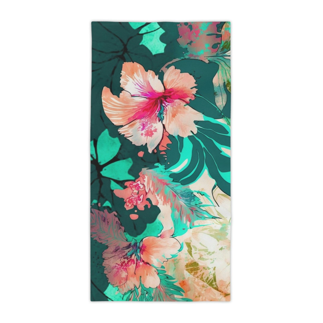 Patel Tropical Flower Beach Towels Hibiscus Towel Etsy