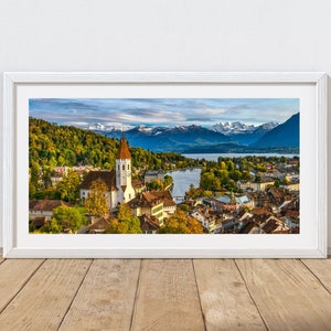 Castelo de Thun Lago Thun Alpes Suíços Thun Suíça Foto Digital Download Instantâneo Fotografia de Viagem Europa Cartão Postal Fotografia de Paisagem