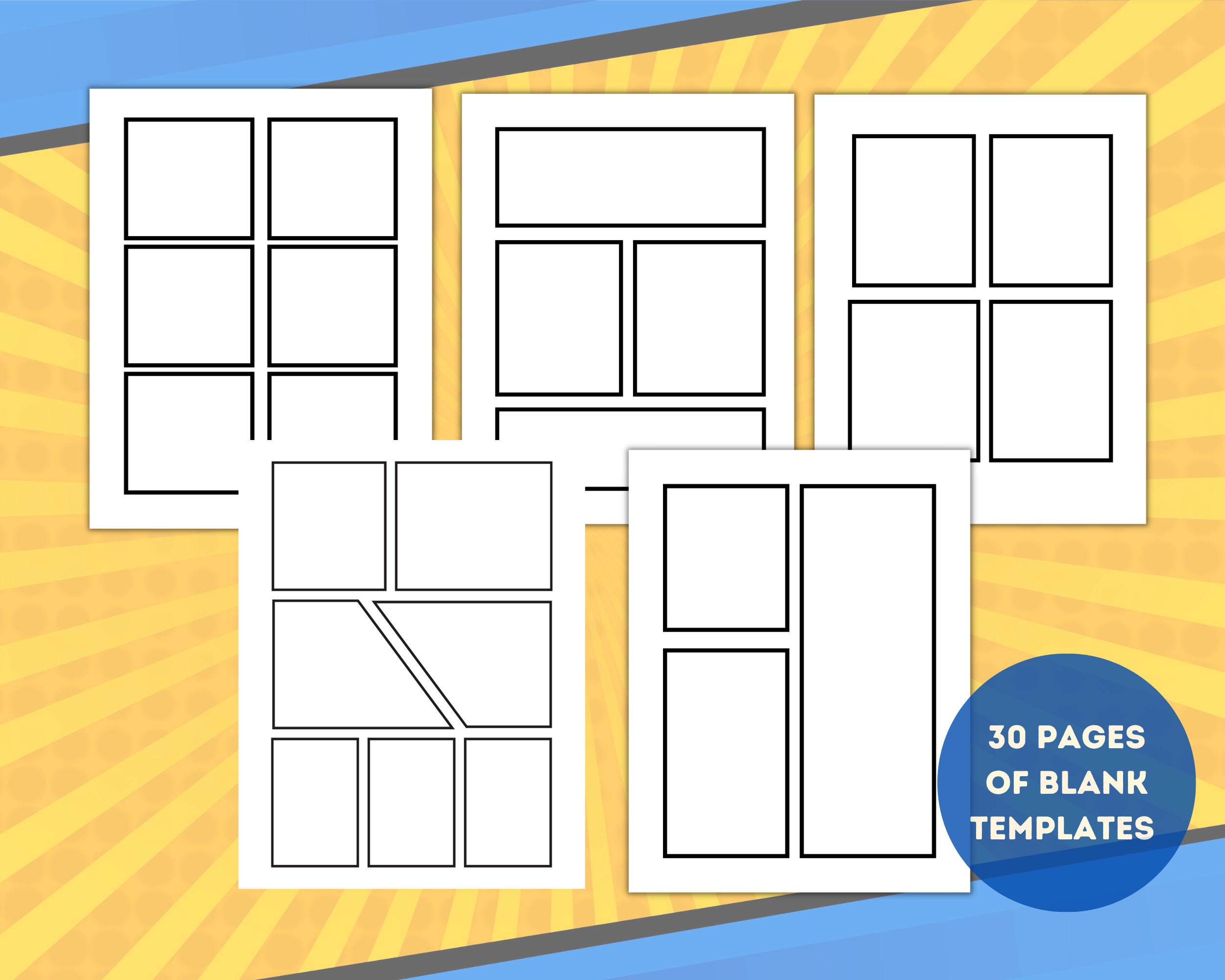 Comic Book Template Blank Comic Strip Instant Download DIY Comics for Comic Book Template Blank Comic Strip Instant Download DIY Comics for