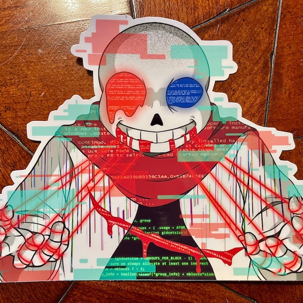 Fatal Error Sans Undertale AU Vinyl Peeker Sticker