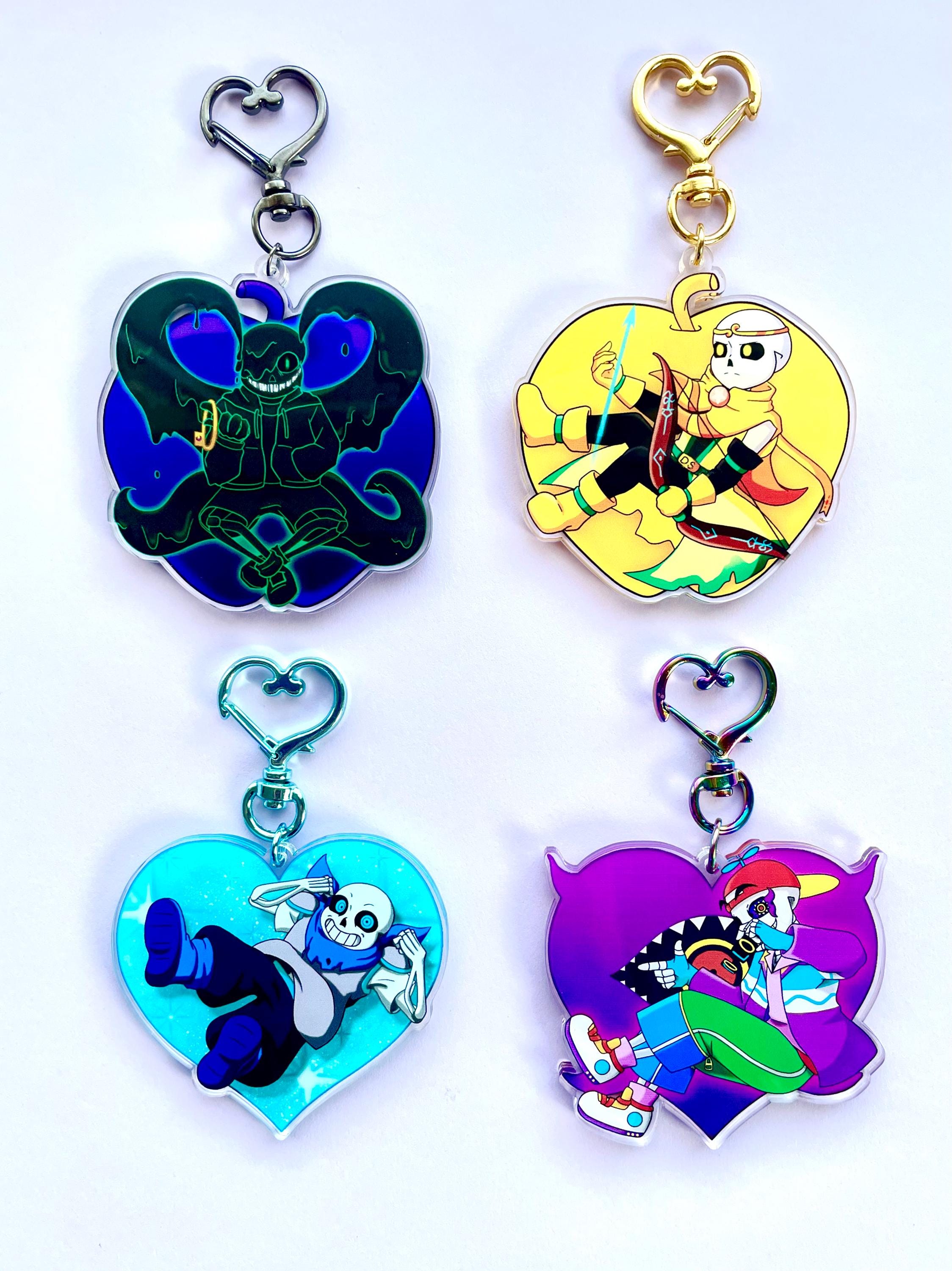 Undertale Ink Keychain Sans Undertale AU Double Sided Acrylic Heart Keychain Set 2 - Etsy