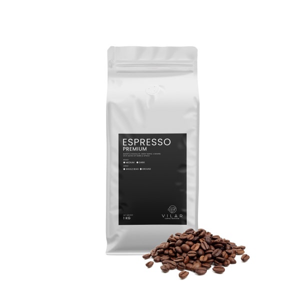 Vilar Premium Espresso Blend - 1 kg ( 2.204 lbs ) Bag of Fresh Roasted Espresso Coffee Beans , Medium Roast , Whole Bean or Ground