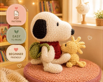 Modèle au crochet Snoopy, facile pour chien Amigurumi (Modèle PDF)