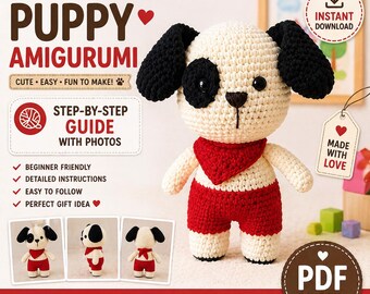 Puppy Amigurumi Crochet Pattern | Beginner Friendly Dog Plush Toy Tutorial (PDF Download)