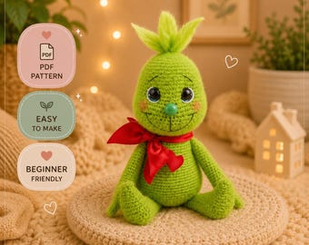 Crochet Green Grinch Plushie Pattern PDF, Christmas Thief Amigurumi