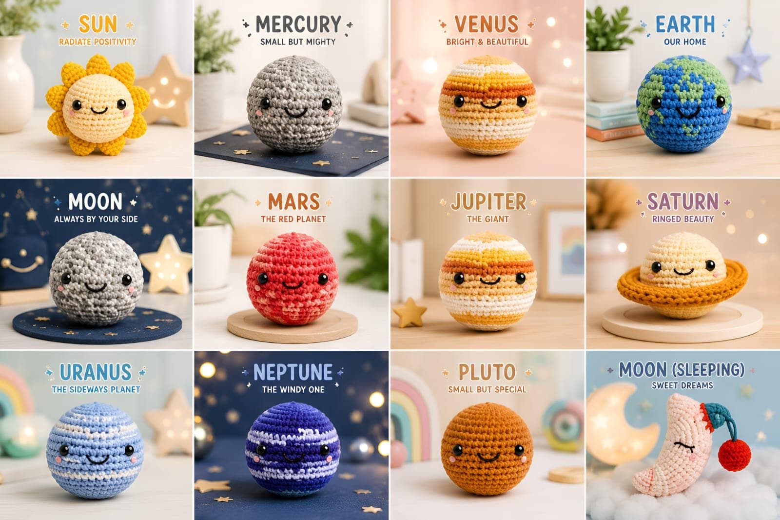 Amigurumi Crochet Pattern PDF, Pastel Orbit Space Planets, Nursery ...