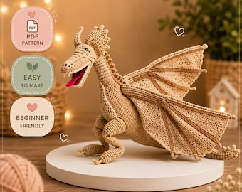 Crochet Dragon Pattern | Poseable Amigurumi Toy (PDF Pattern)