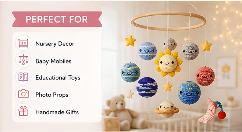 Solar System Amigurumi Crochet Pattern, Planets Tapestry (digital ...