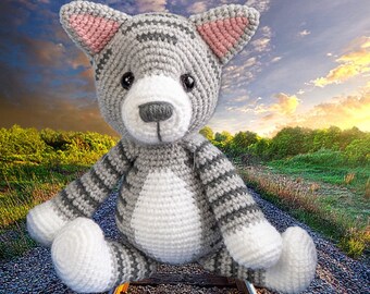 Patron au crochet Toby le chat tigré pdf, couture, amigurumi