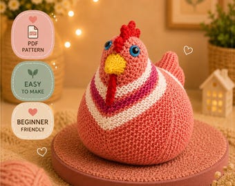 Crochet Chicken Amigurumi Pattern, Farm Animal Toy (PDF Download)