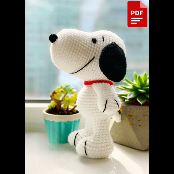 Snoopy crochet pattern, easy snoopy pattern, dog crochet pattern pdf
