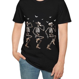 Dancing Skeleton Halloween T-Shirt with Pumpkin Design – Fun Halloween Gift Idea Unisex Softstyle T-Shirt 2025