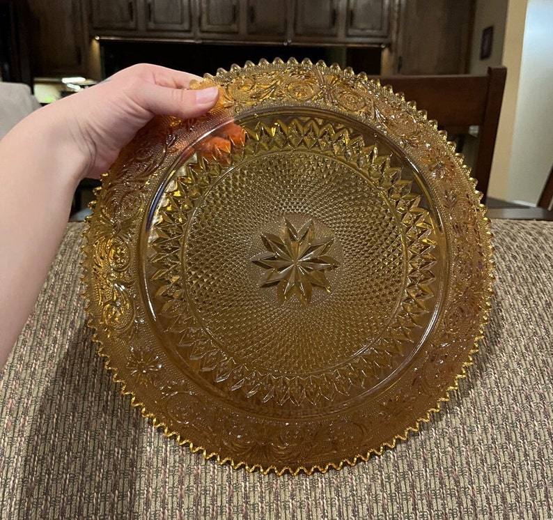Vintage Tiara Amber Glass Serving Platter Plate Sandwich Etsy